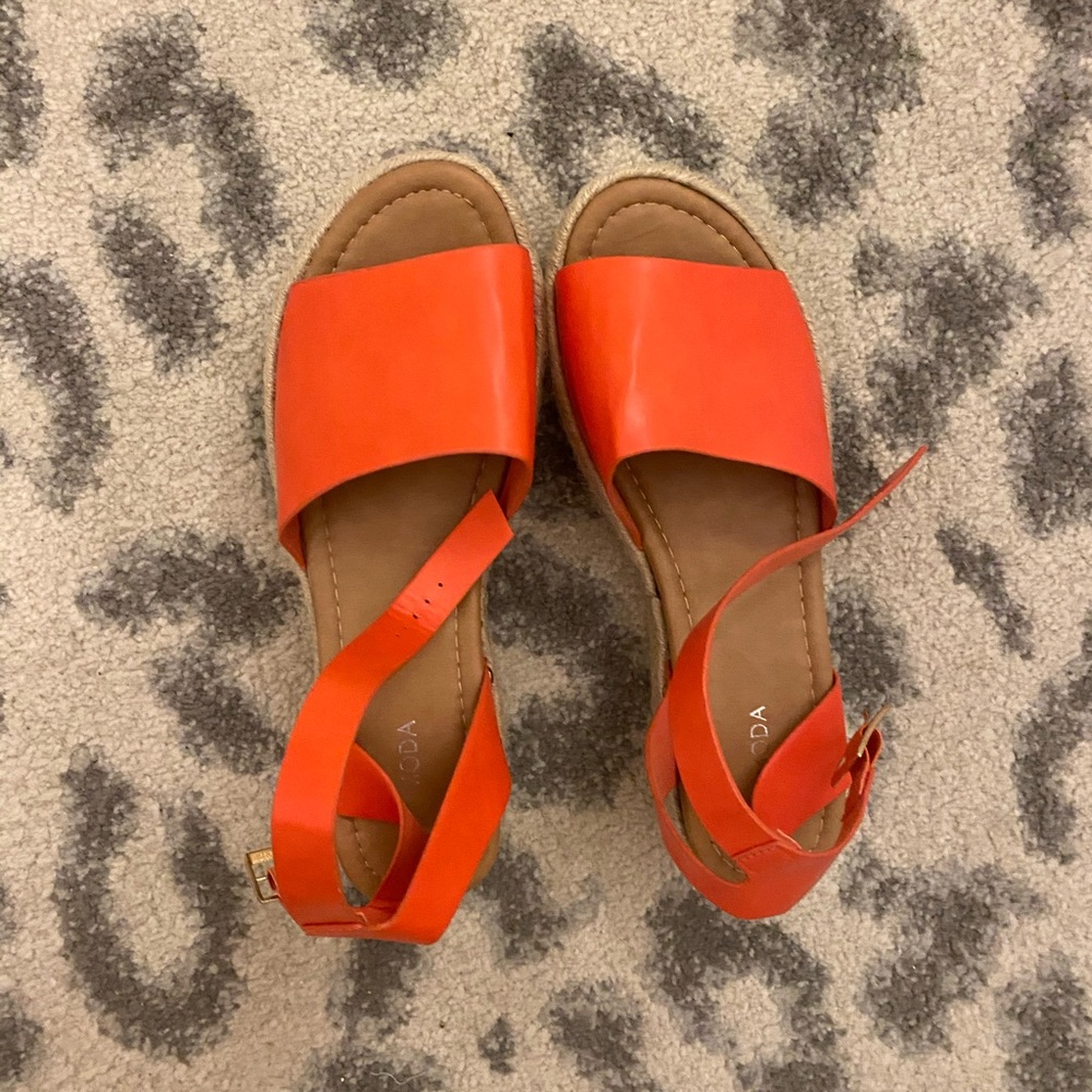 Orange platform wedges